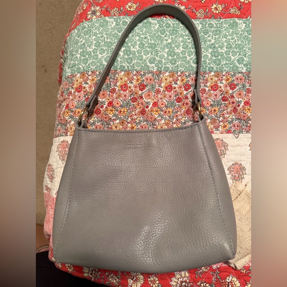 Portland Leather Goods Triangle Shoulder Bag Purse in color NIMBUS Gray